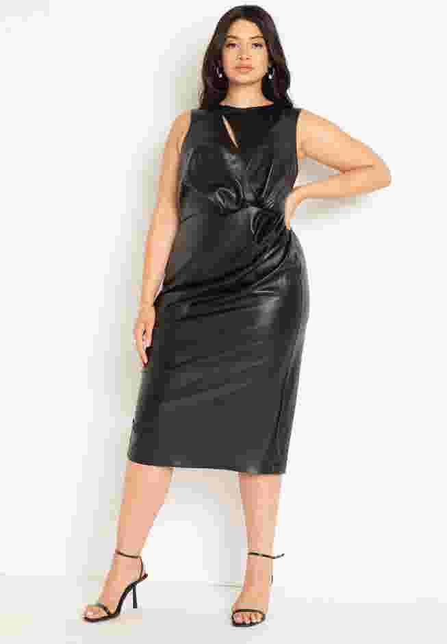 Draped Faux Leather Dress image number 0