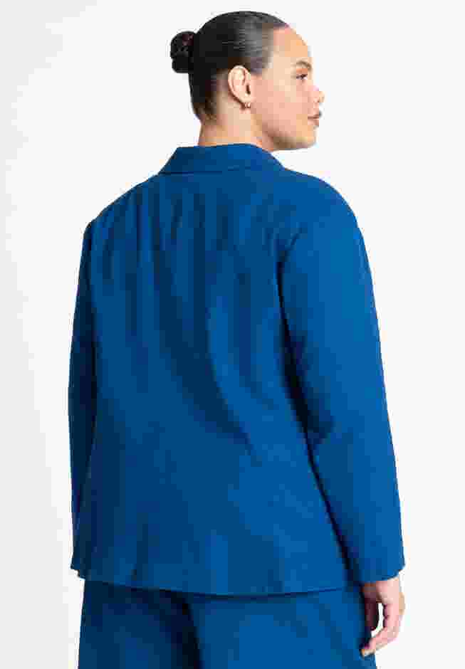 Oversized Strong Shoulder Linen Blazer image number 1