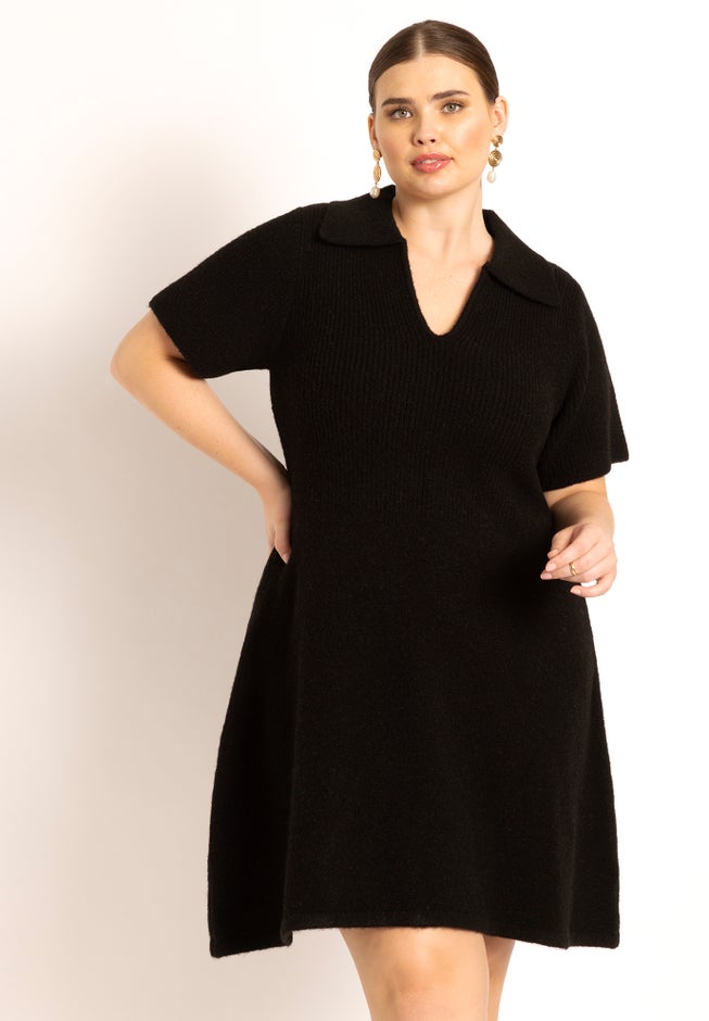 Mini Sweater Dress With Collar image number null