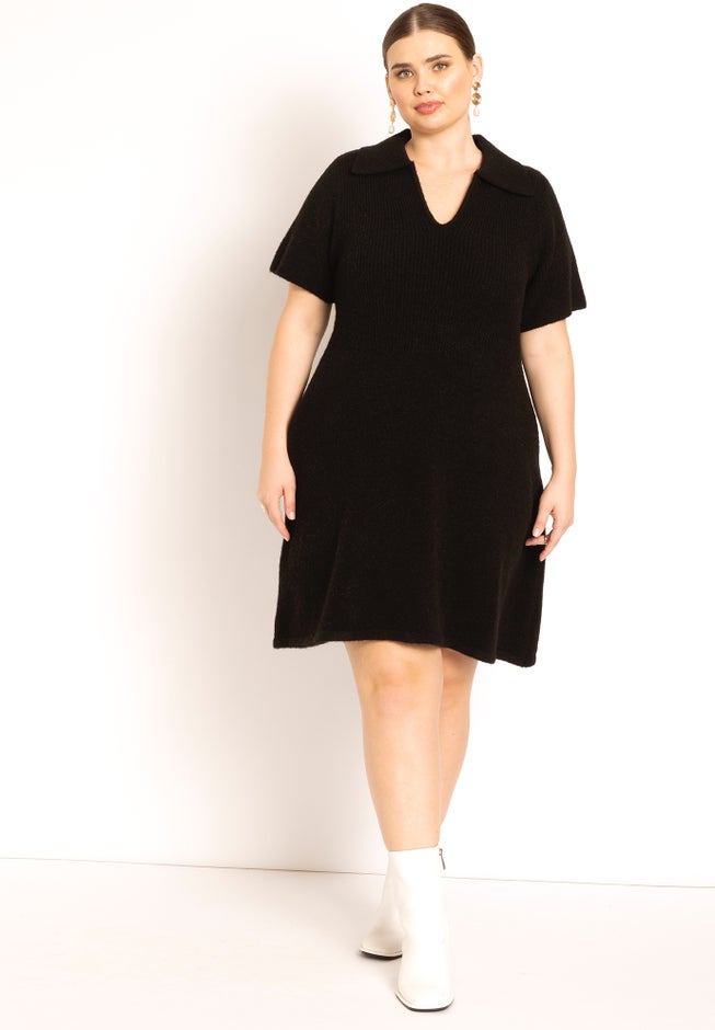 Mini Sweater Dress With Collar image number null