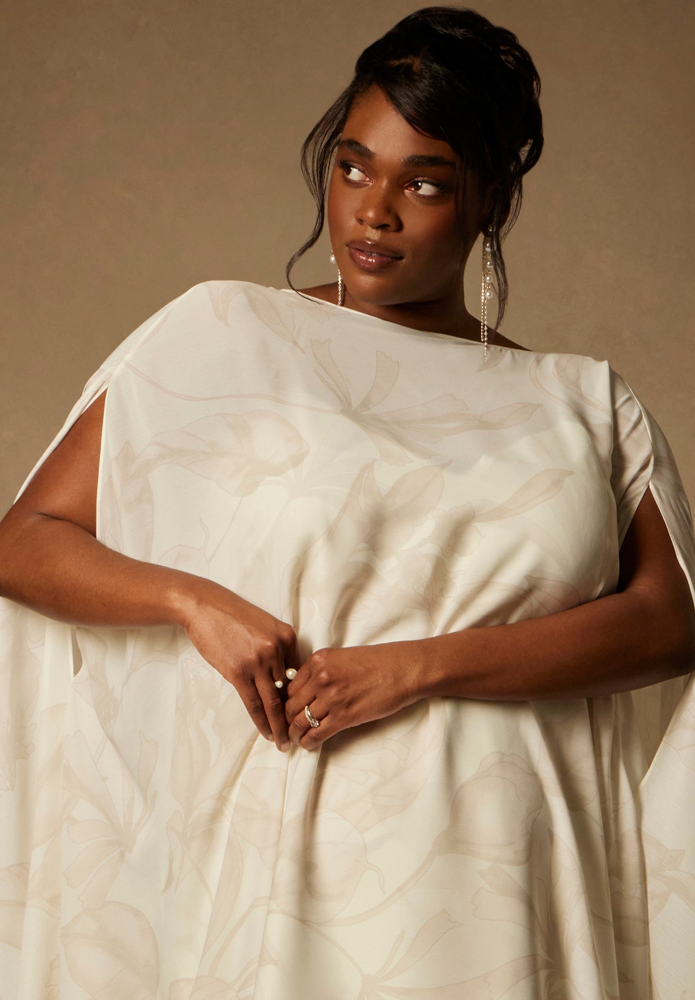 Bridal By Eloquii Mini Dress With Cape Overlay image number 6