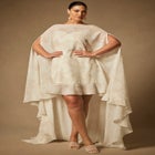 Bridal By Eloquii Mini Dress With Cape Overlay image number null