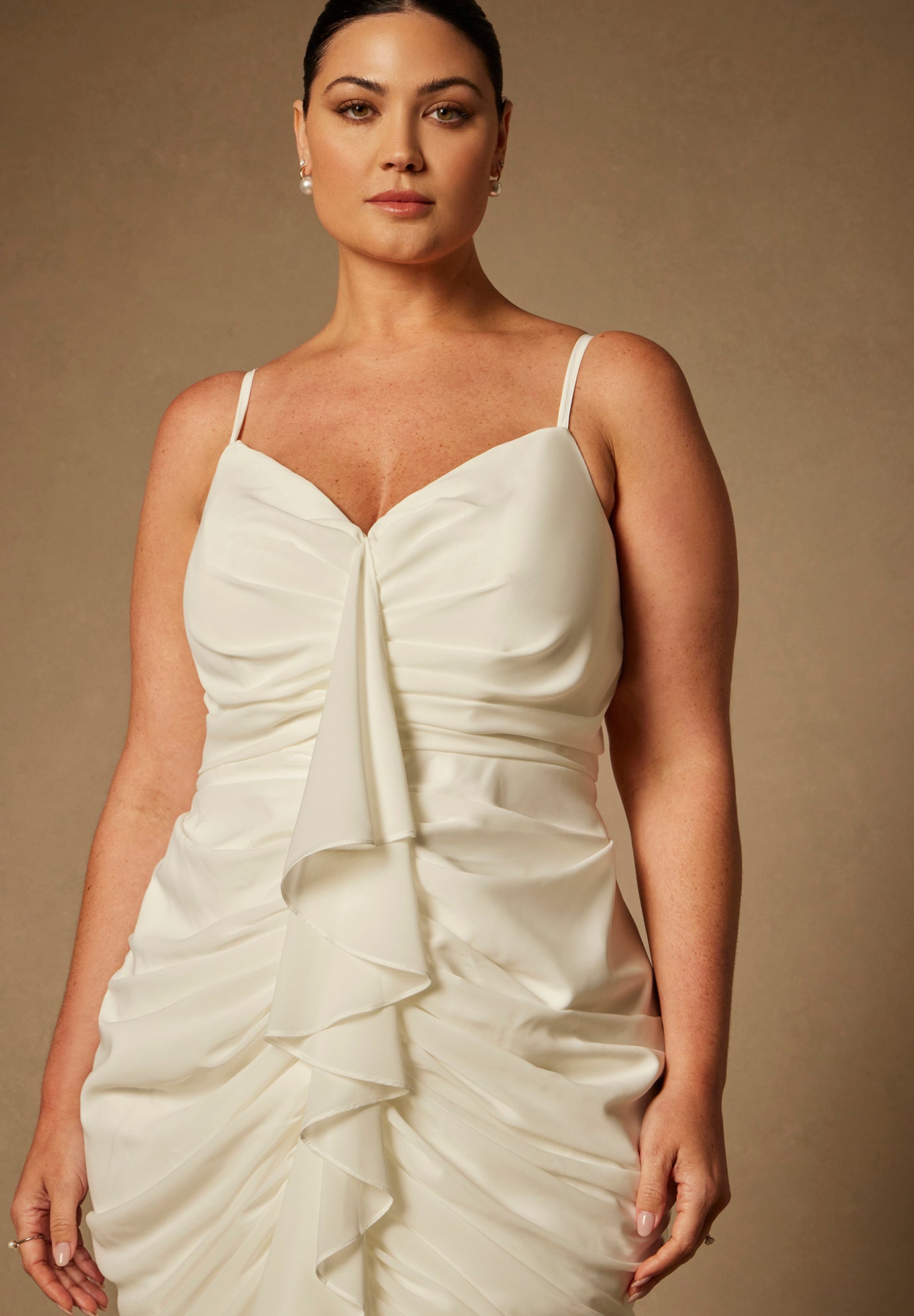 Bridal by ELOQUII Draped Dress With Cascade image number 5