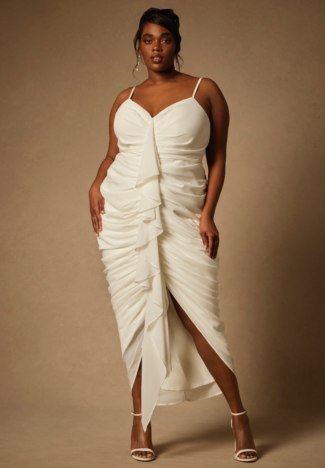 Bridal by ELOQUII Draped Dress With Cascade image number 0