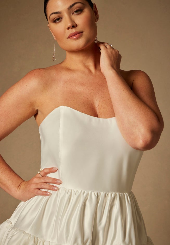 Bridal By Eloquii Mini Flare Dress With Structured Bodice image number 2