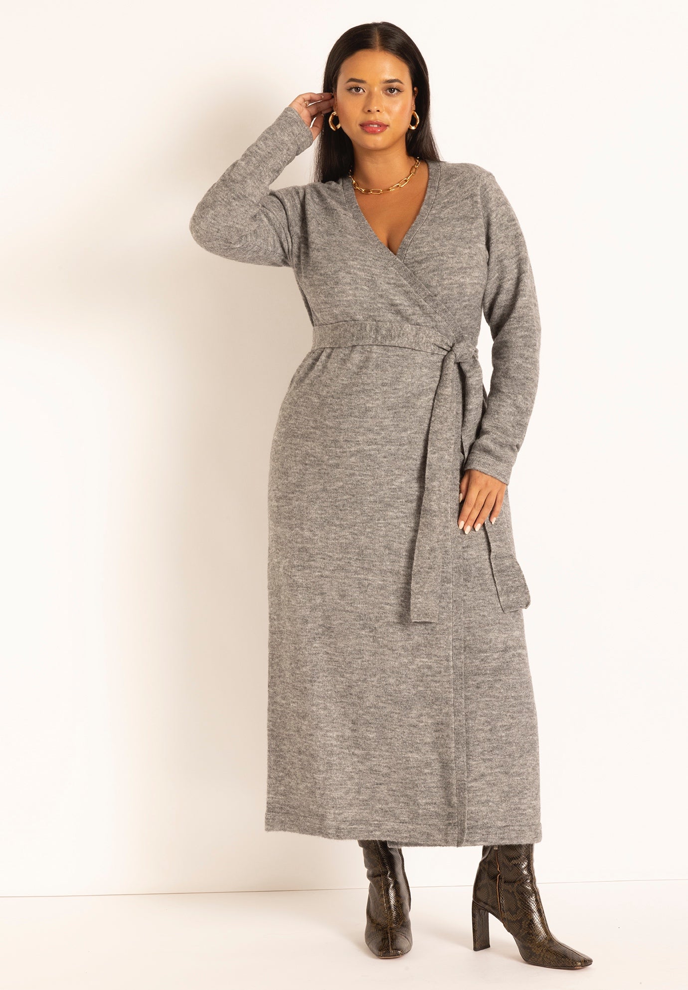 Sweater Wrap Dress image number 1