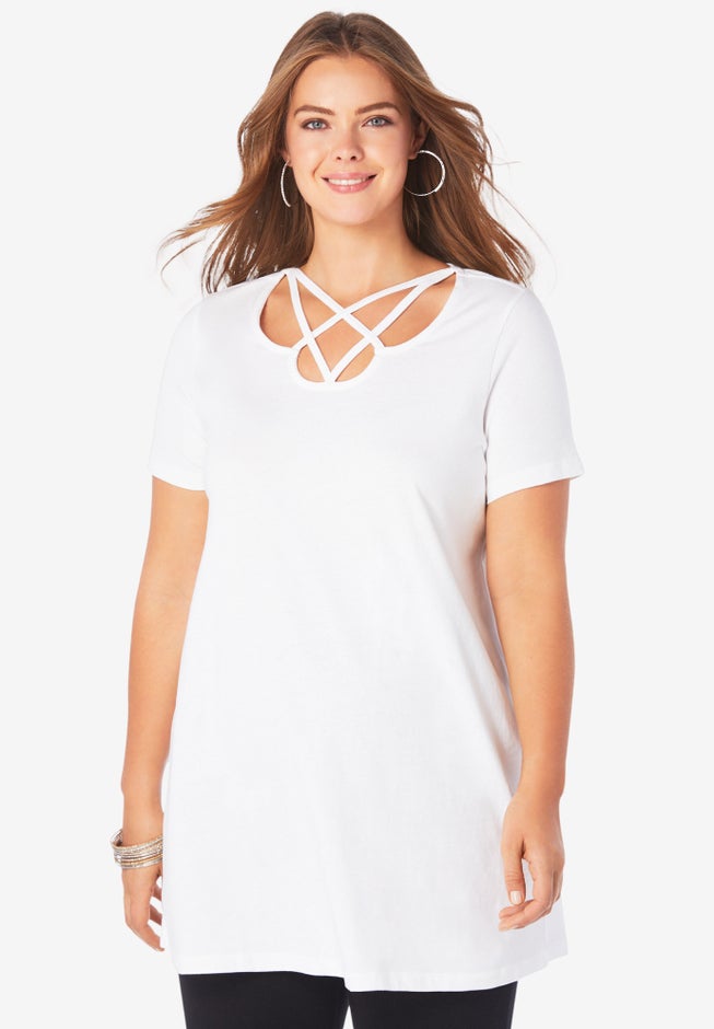 Ultimate Lattice Neck Short Sleeve Tunic image number 0