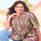 Pintucked Button Down Gauze Shirt image number null