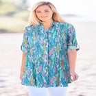 Pintucked Button Down Gauze Shirt image number null