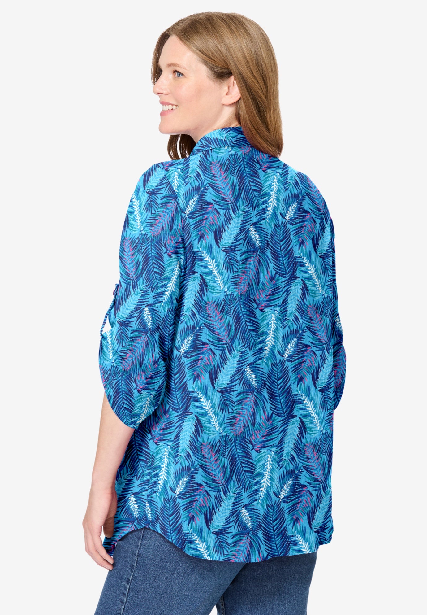 Pintucked Button Down Gauze Shirt image number 1