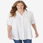 Pintucked Button Down Gauze Shirt image number null