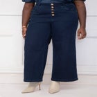 ELOQUII Elements High Rise Button Fly Wide Leg Trouser image number null