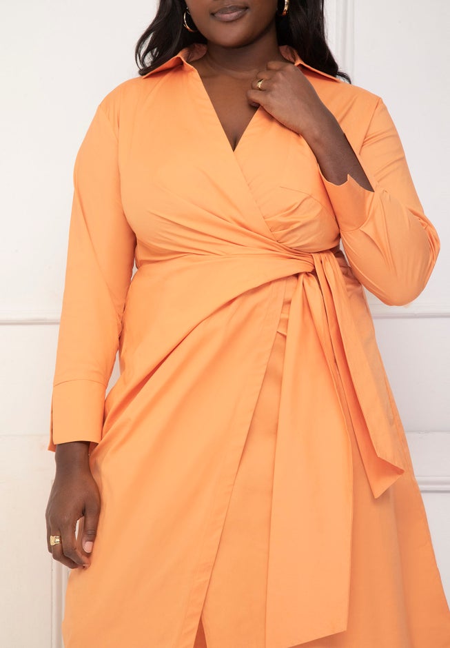 ELOQUII Elements Side Tie Shirt Dress image number 1