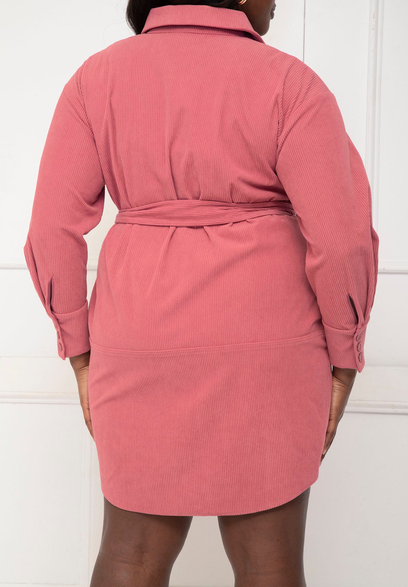 ELOQUII Elements Corduroy Shirt Dress image number 2