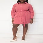 ELOQUII Elements Corduroy Shirt Dress image number null