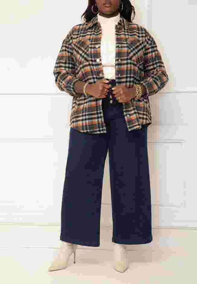 ELOQUII Elements Plaid Schacket image number 2