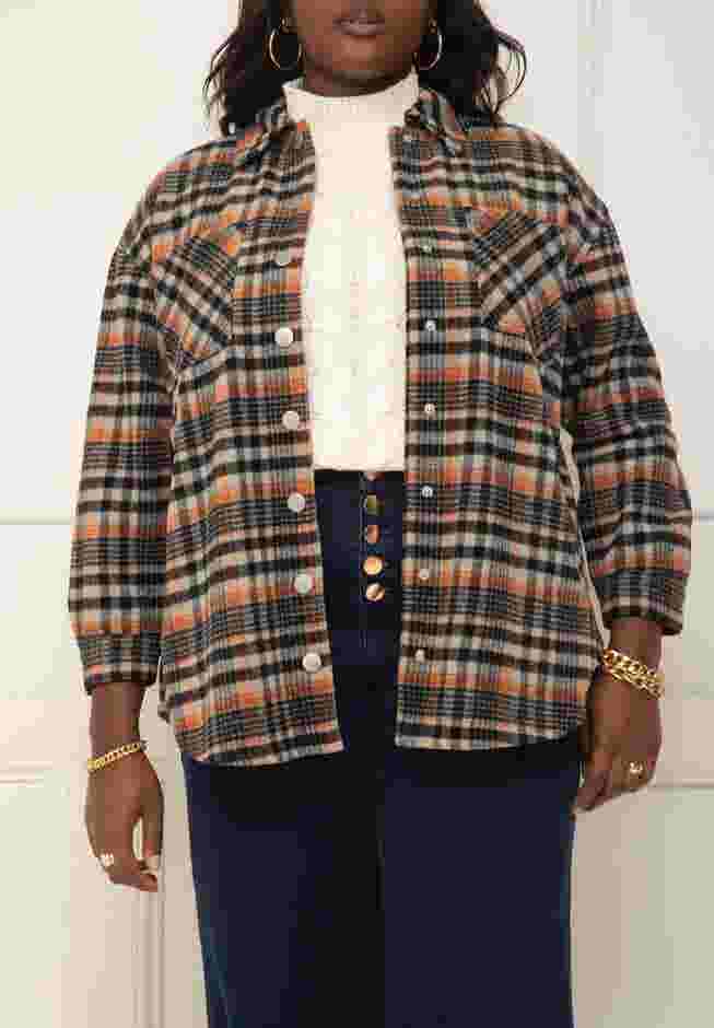 ELOQUII Elements Plaid Schacket image number 0