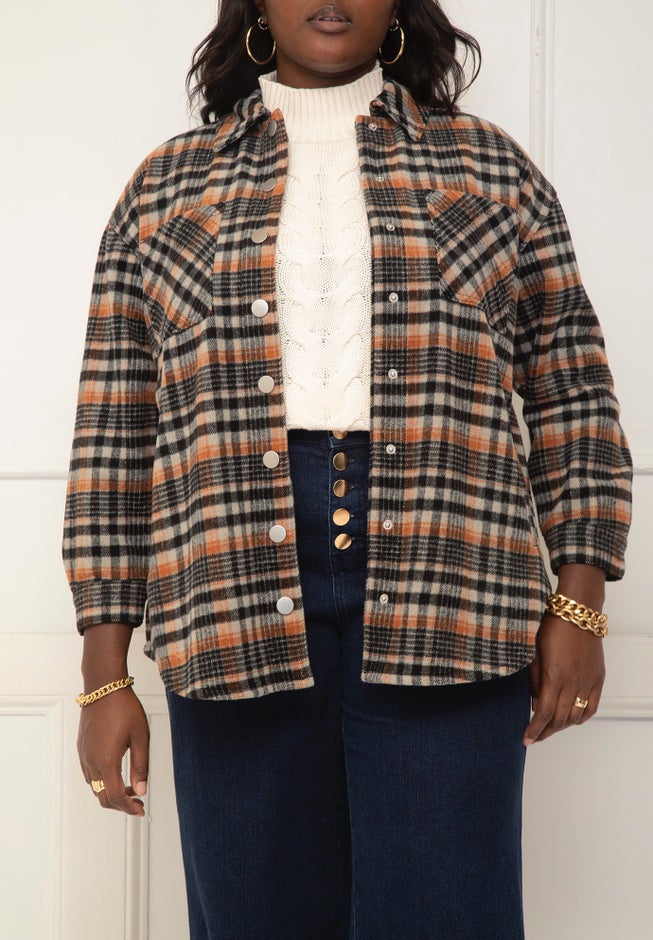 ELOQUII Elements Plaid Schacket image number null