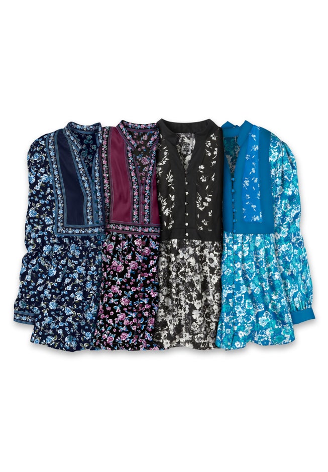 Button-Front Mixed Print Tunic image number 4