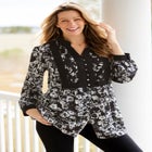 Button-Front Mixed Print Tunic image number 0