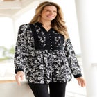Button-Front Mixed Print Tunic image number 1