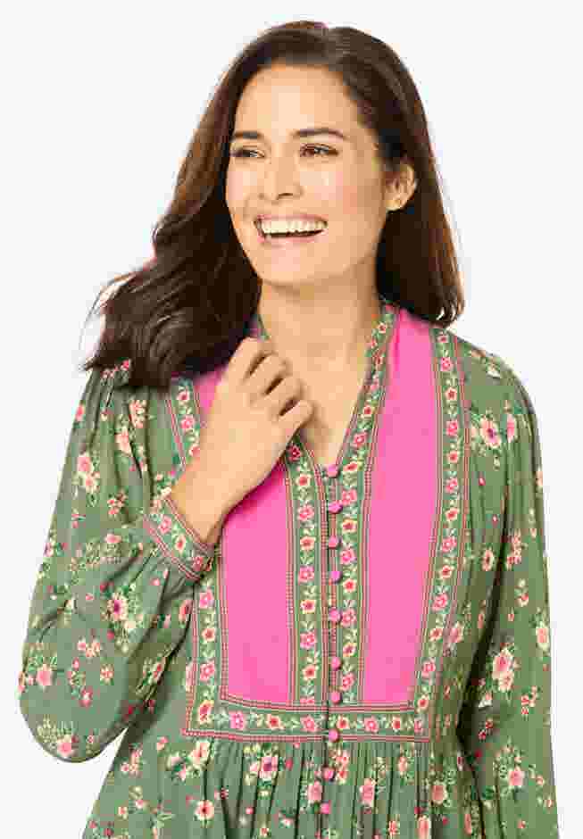 Button-Front Mixed Print Tunic image number 3