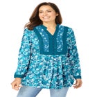 Button-Front Mixed Print Tunic image number null