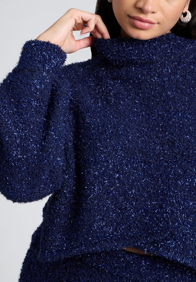 Overlap Front Lurex Sweater image number null