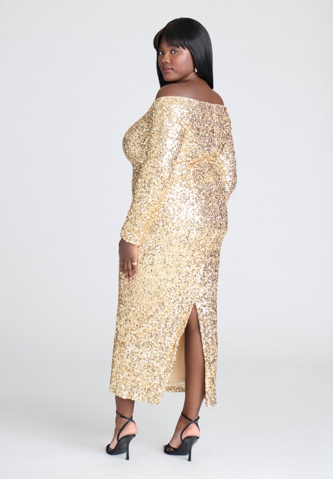 Off The Shoulder Sequin Column Dress image number null