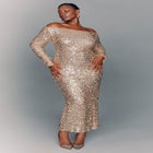 Off The Shoulder Sequin Column Dress image number null