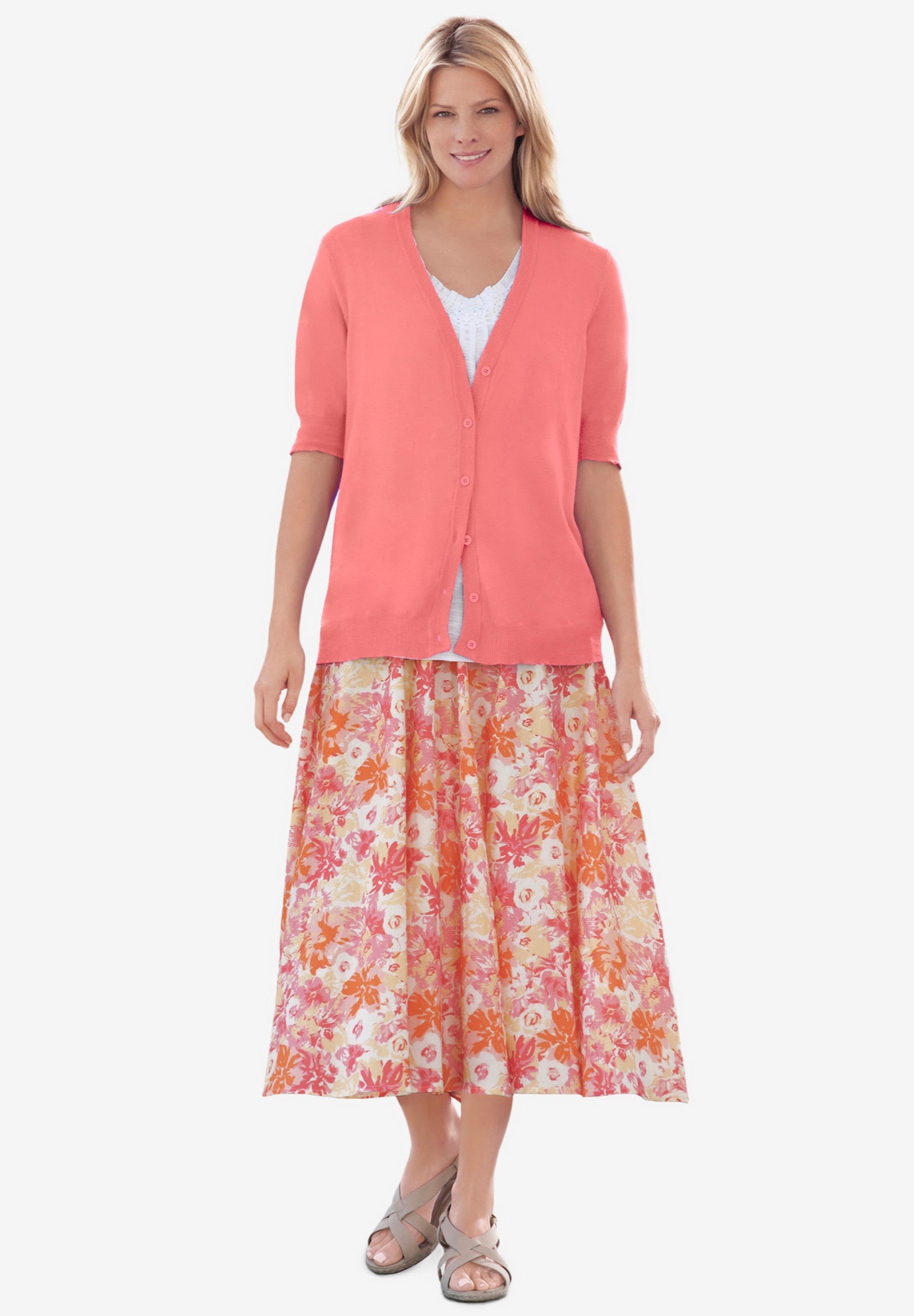 Lightweight Short Sleeve V-Neck Cardigan image number 5