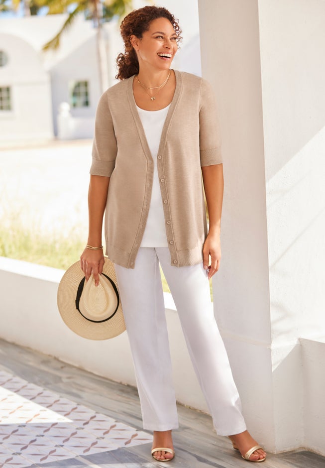 Lightweight Short Sleeve V-Neck Cardigan image number 0