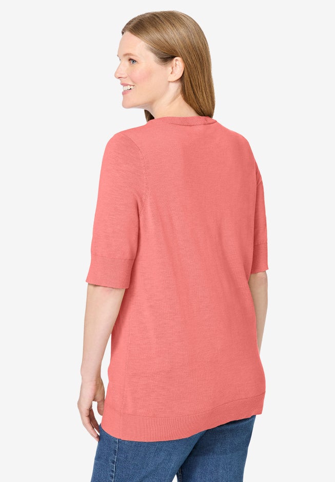 Lightweight Short Sleeve V-Neck Cardigan image number 2