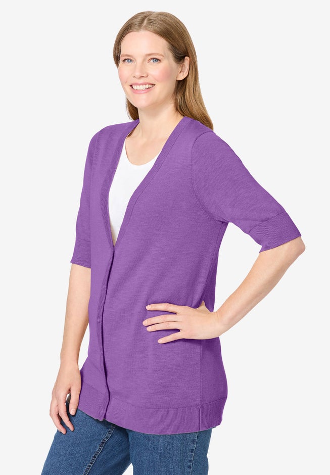 Lightweight Short Sleeve V-Neck Cardigan image number 2