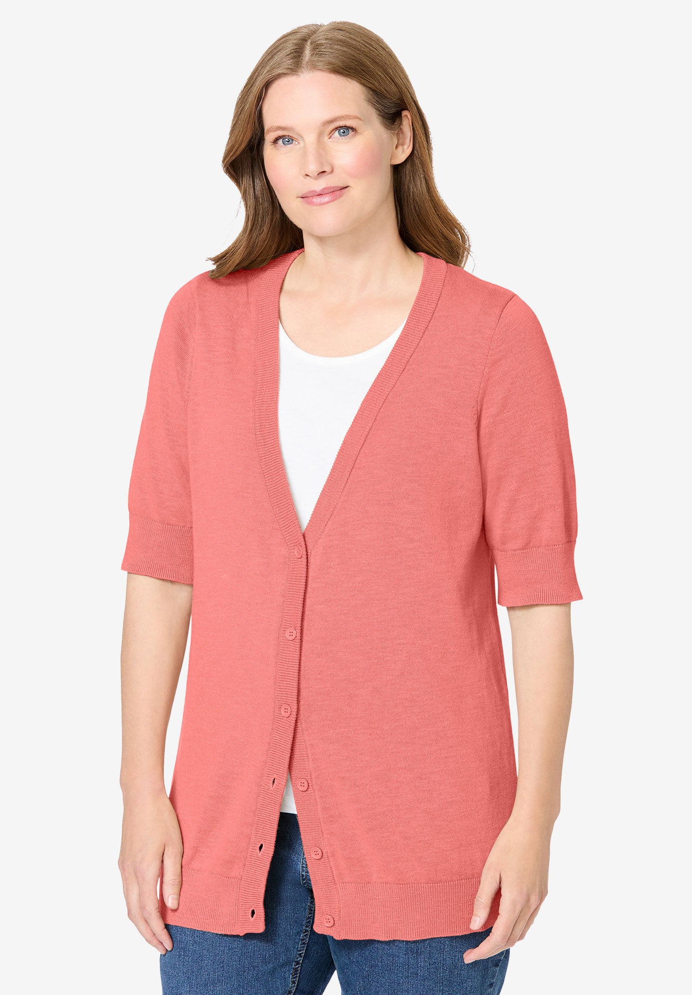 Lightweight Short Sleeve V-Neck Cardigan image number 1