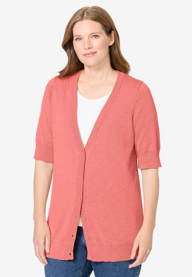 Lightweight Short Sleeve V-Neck Cardigan image number 1