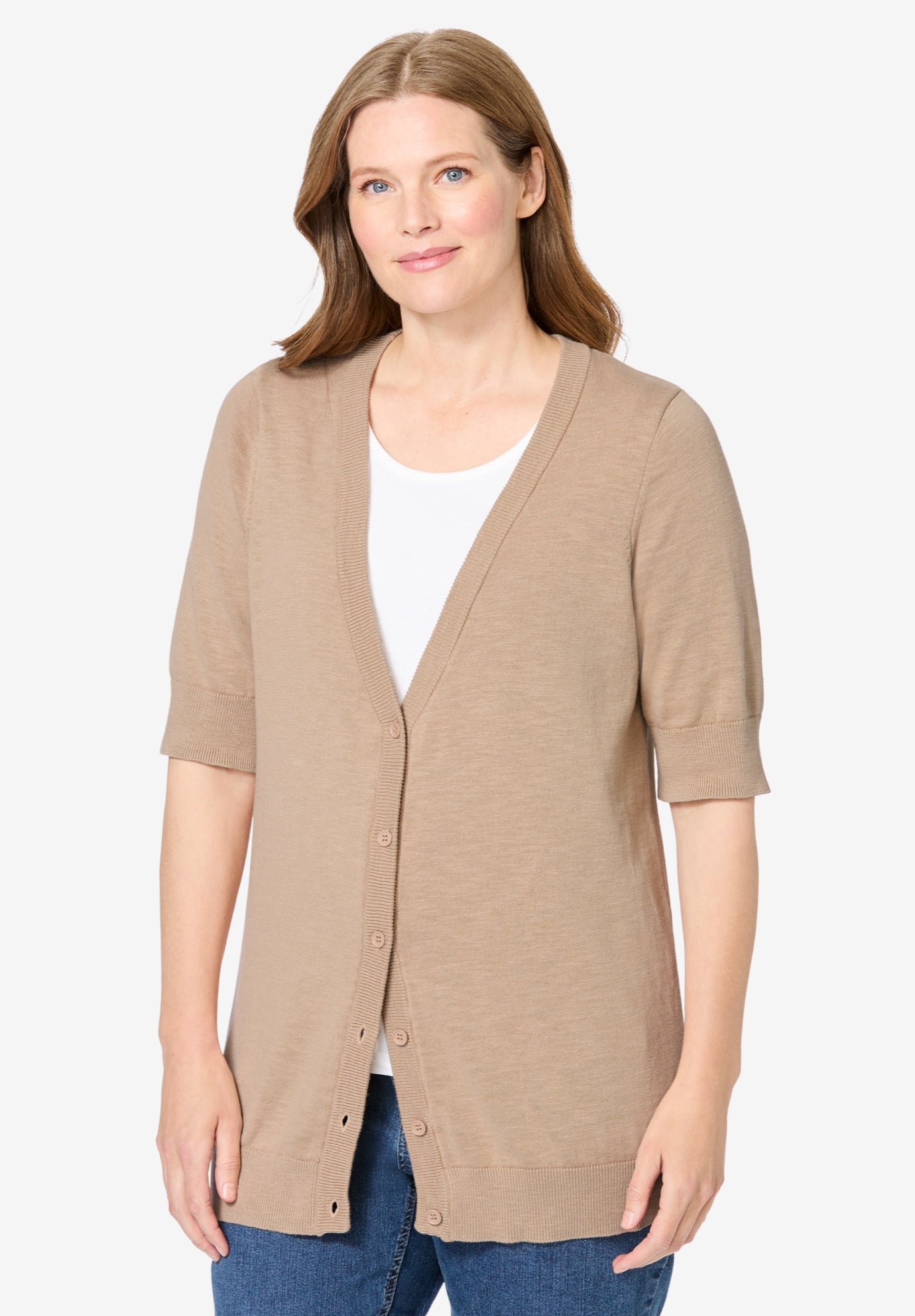 Lightweight Short Sleeve V-Neck Cardigan image number 1