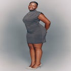 Draped Neck Rhinestone Mini Dress image number null