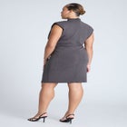 Draped Neck Rhinestone Mini Dress image number null