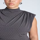 Draped Neck Rhinestone Mini Dress image number null