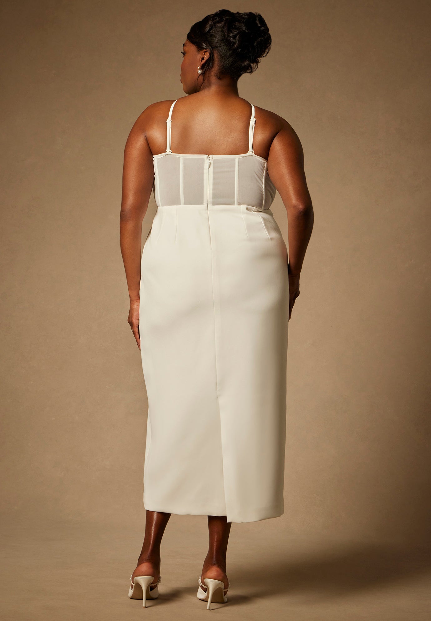 Bridal by ELOQUII Sheer Bodice Structured Dress image number 1