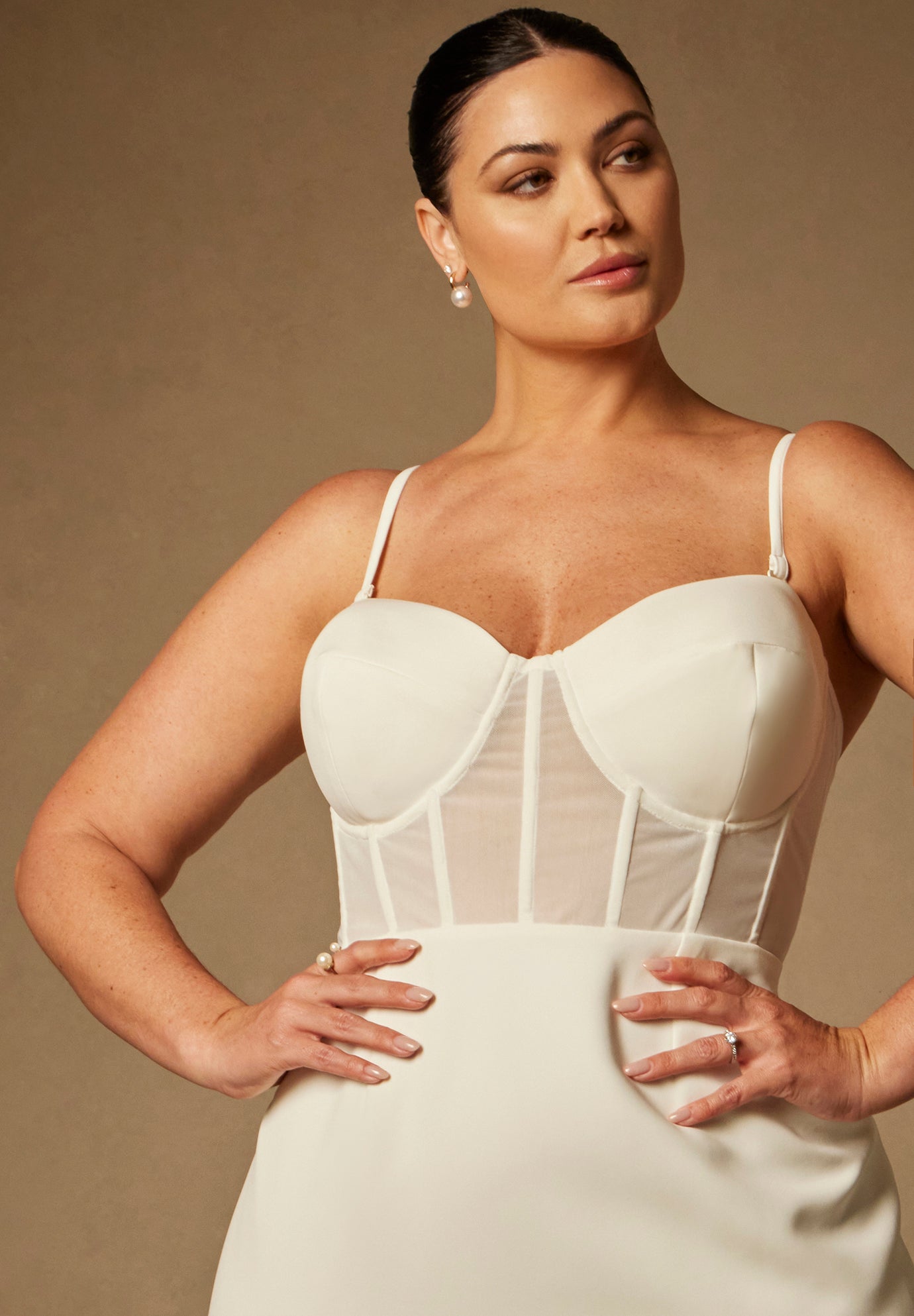 Bridal by ELOQUII Sheer Bodice Structured Dress image number 4