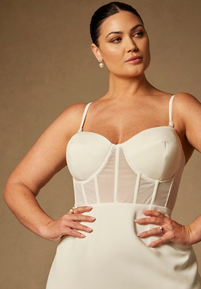 Bridal by ELOQUII Sheer Bodice Structured Dress image number 4