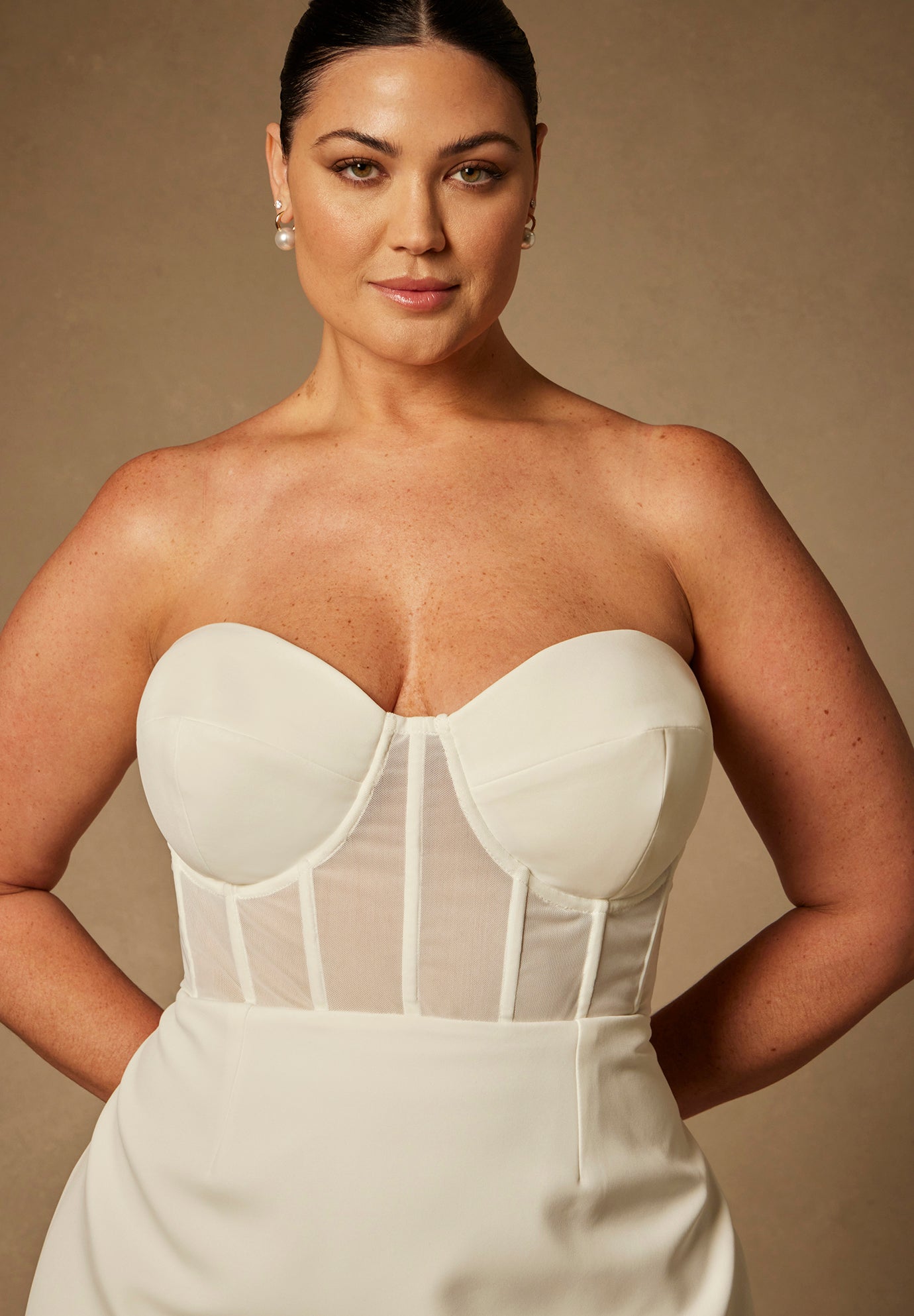 Bridal by ELOQUII Sheer Bodice Structured Dress image number 5