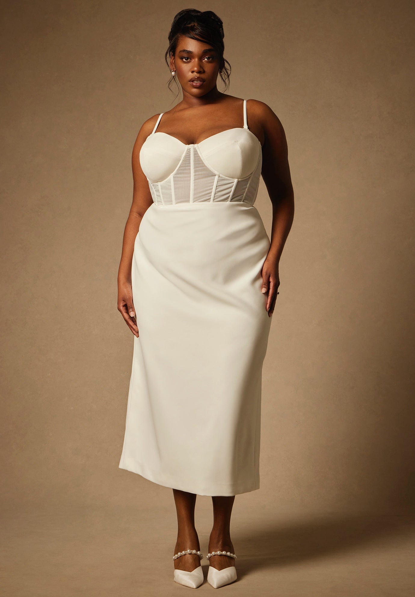 Bridal by ELOQUII Sheer Bodice Structured Dress image number 0