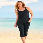 Longer-Length Scoop Neck Tankini Top image number 0