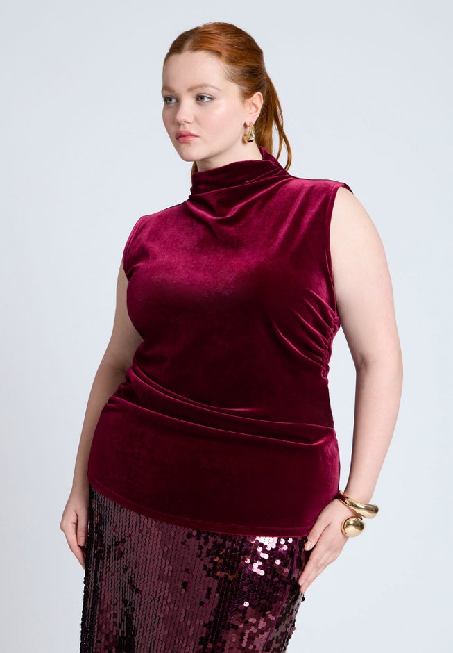 Funnel Neck Velvet Shell image number null