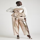 Strapless Faux Leather Peplum Top image number null