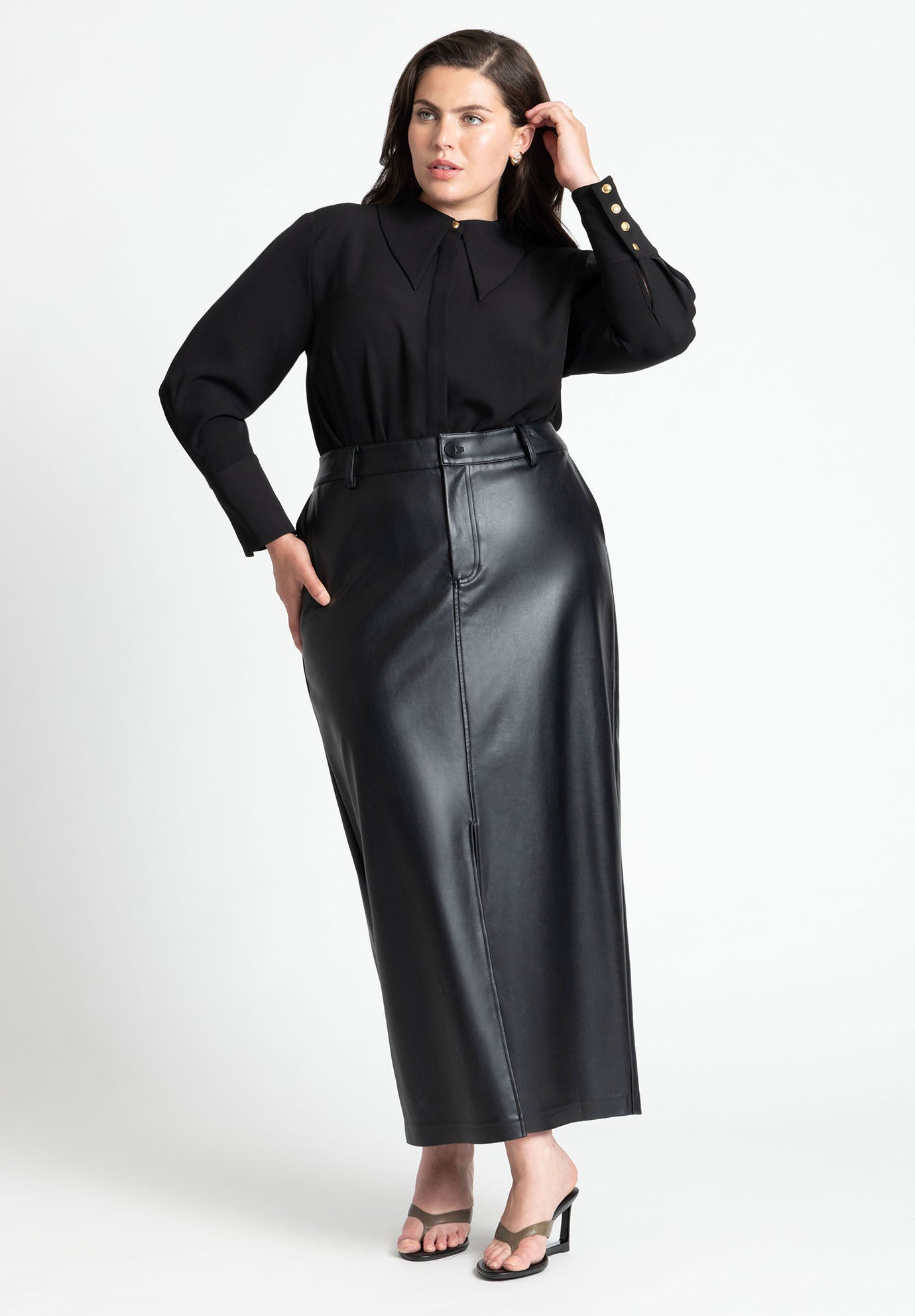 Pointed Collar Button Up Shirt image number 2