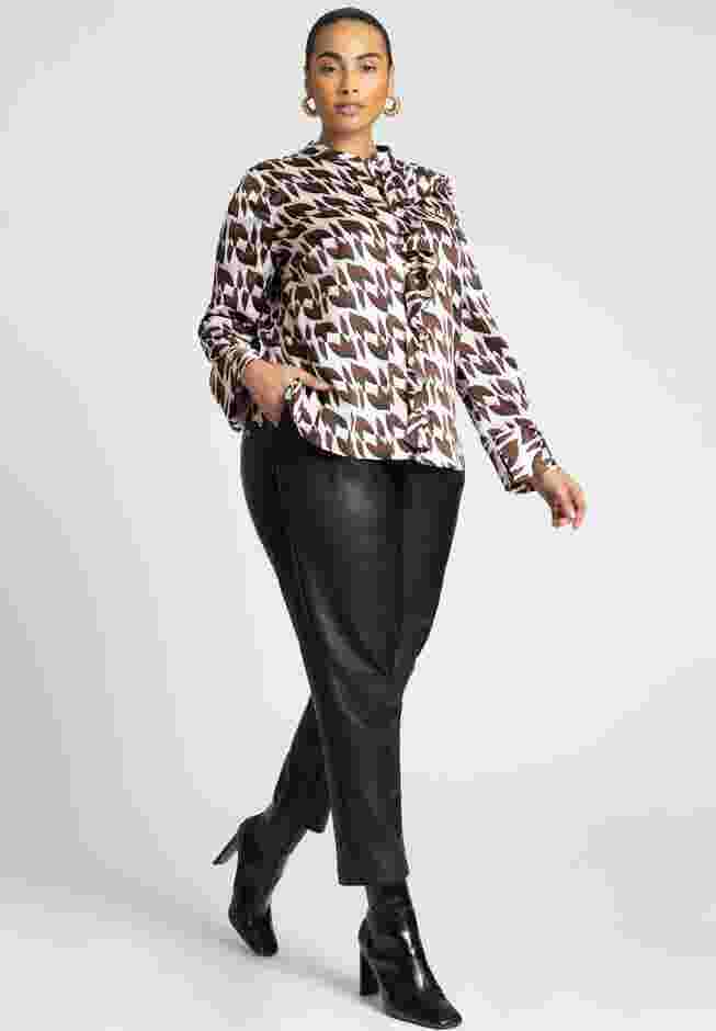 Ruffle Neckline Button Front Top image number 3